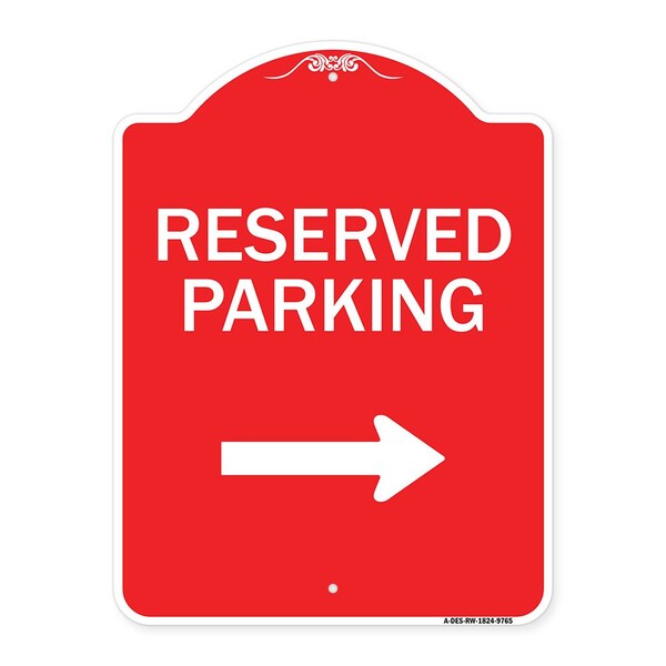 Designer Series Reserved Parking 2, Red & White Heavy-Gauge Aluminum Sign, 24" x 18", RW-1824-9765
